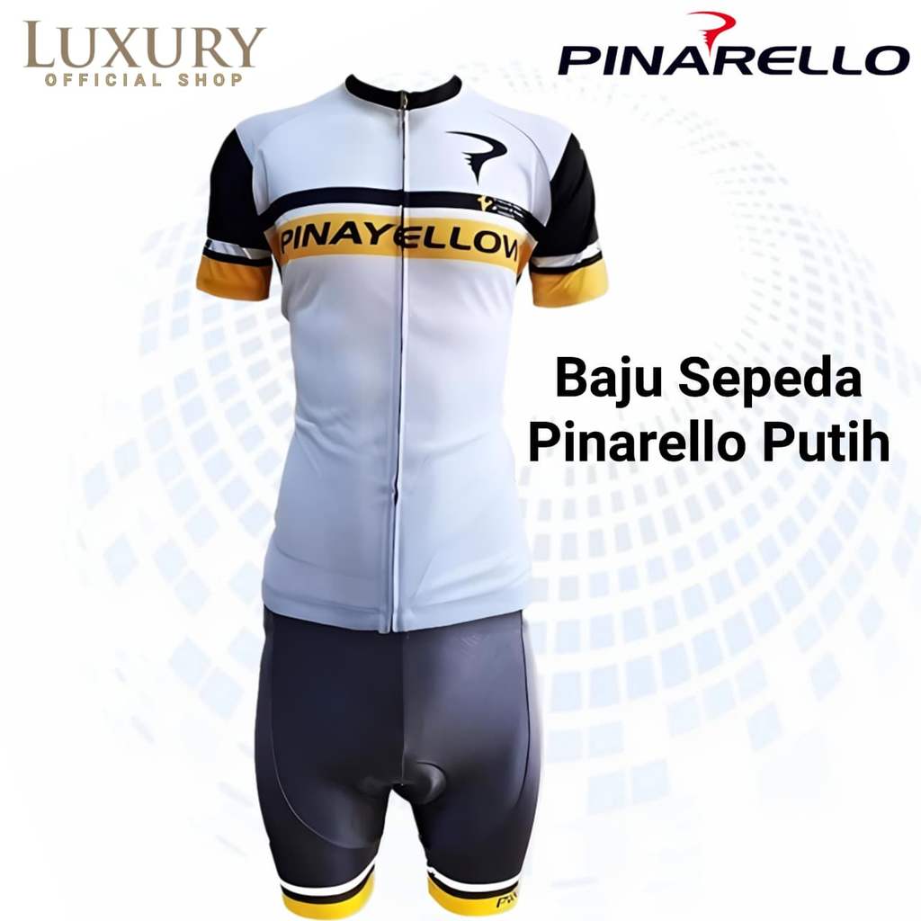Kaos Jersey PINAYELLOW Putih Baju Sepeda Setelan Set Celana Padding