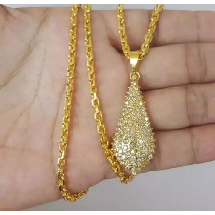 PERHIASAN WANITA KALUNG TITANIUM  MOTIF NURI MEDAN LIONTIN SALAK GOLD ANTI LUNTUR TERLARIS