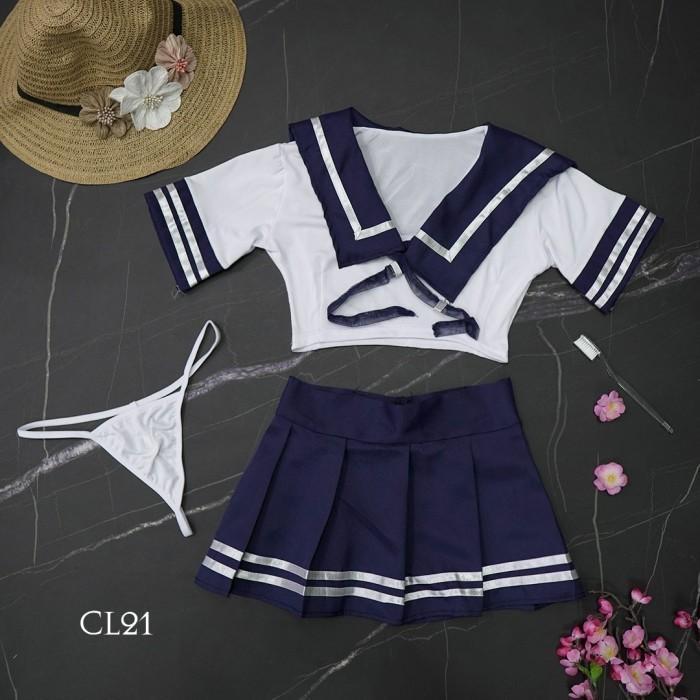 Lingerie  Costume Student  Uniform Seragam Sekolah Biru CL21