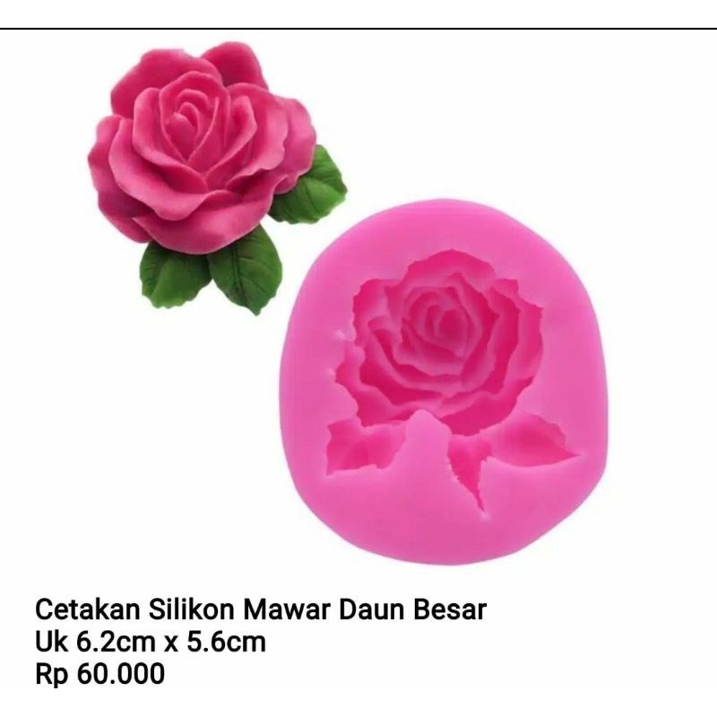 RR- Cetakan Silikon Bunga Mawar Daun Besar
