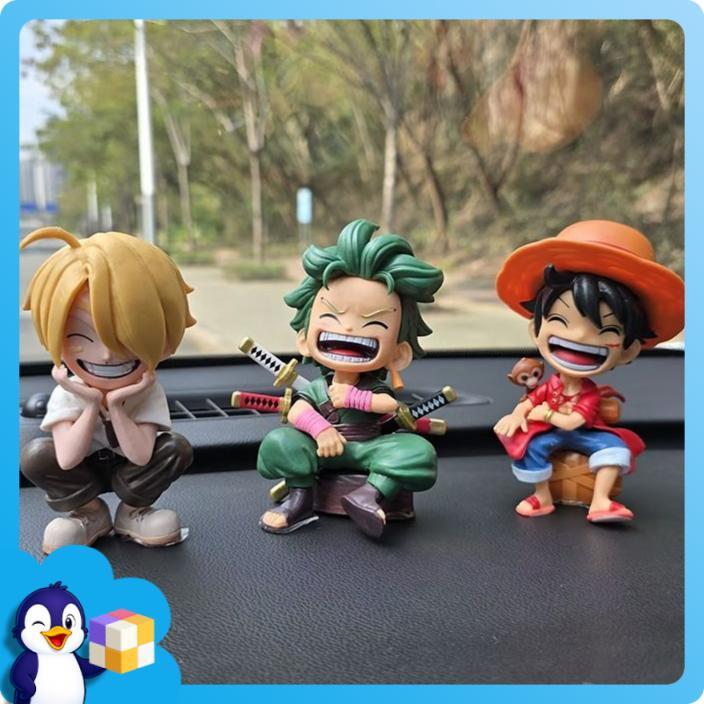 Patung Miniatur Karakter Luffy dan Zoro Bahan Resin Pajangan Koleksi