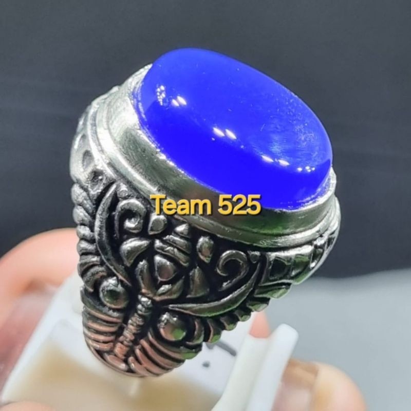 Cincin batu yaman biru kristal asli original yahman / yahmani / habasy / ahmer rindu akik