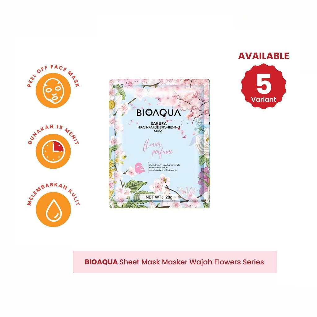 Markas.Kosmetik - Bioaqua Sheet Mask Masker Wajah Flowers Series