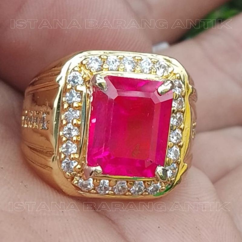 (BAYAR DI TEMPAT) CINCIN BATU PERMATA RUBY CATAM ASLI HIGH QUALITY SIAP PAKAI
