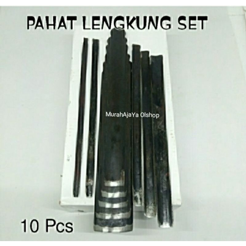 PAHAT UKIR  KOL JEPARA / PAHAT KOL LENGKUNG SET 10  SERI BAHAN BAJA BERKWALITAS & SUDAH DIASAH/SIAP 
