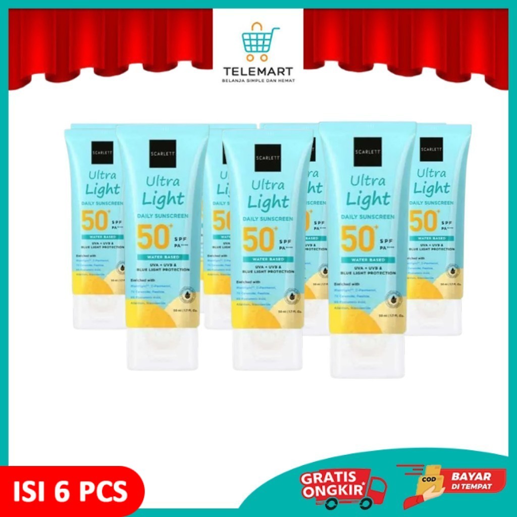 COMBO PAKET ISI 4 - 6 SCARLETT DAILY SUNSCREEN SPF 50 PA++++ 30GR