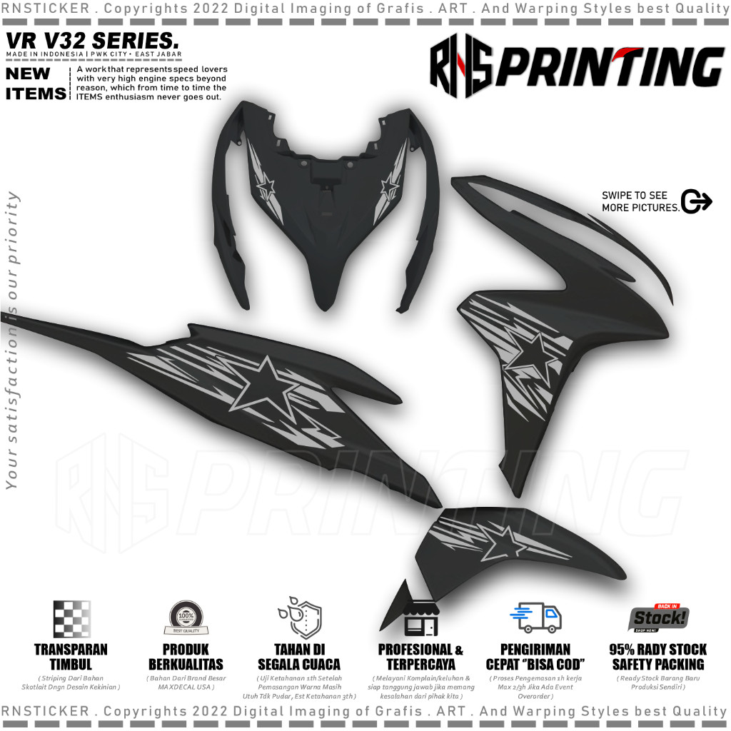 Sticker Striping Cutting Variasi Vario Techno 125 Old Kzr 2012-2015 Model Bintang Disel