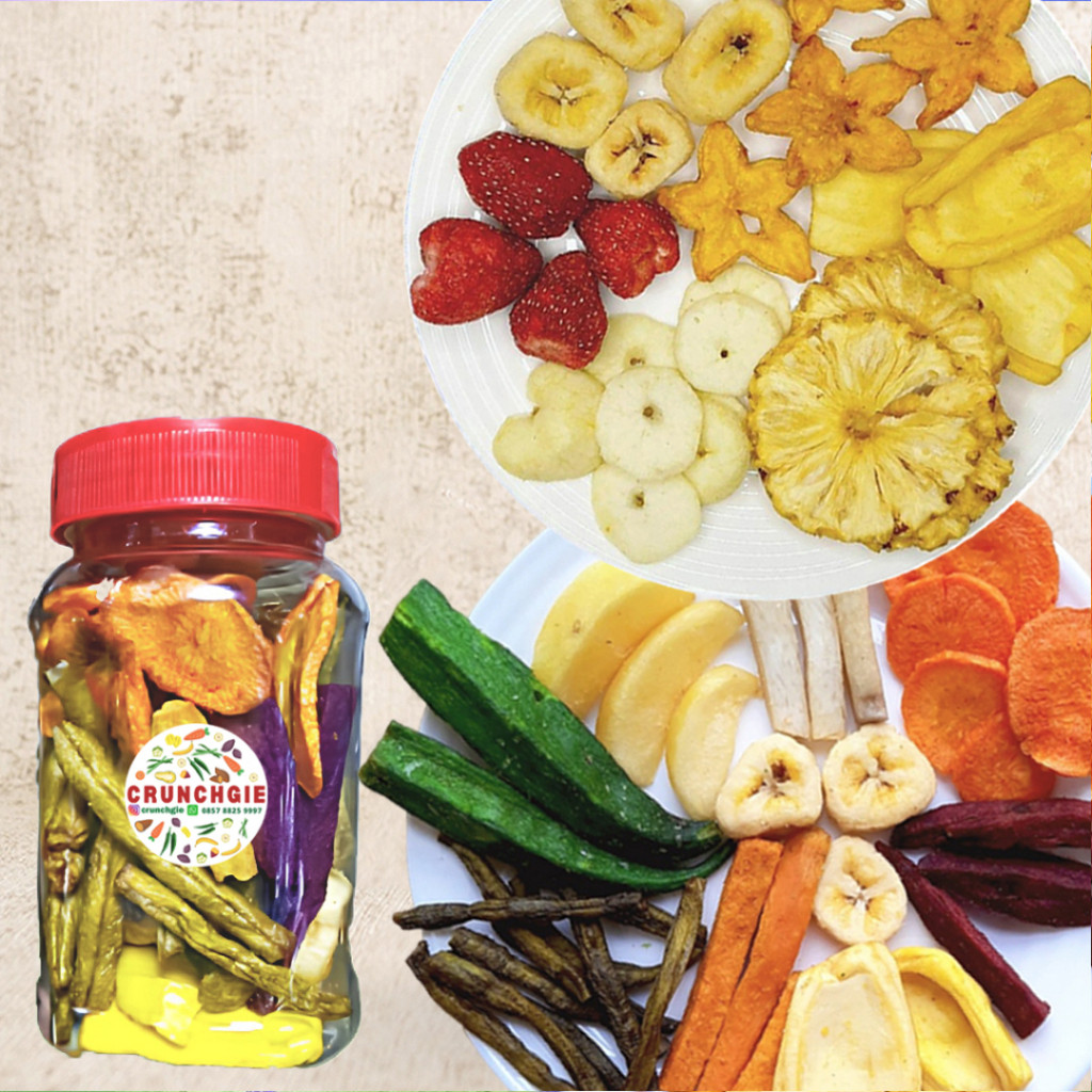 Cemilan Buah Toples 300ml | Buah Kering | Keripik Strawberry Kering | Snack Bawang Merah Bawang Puti