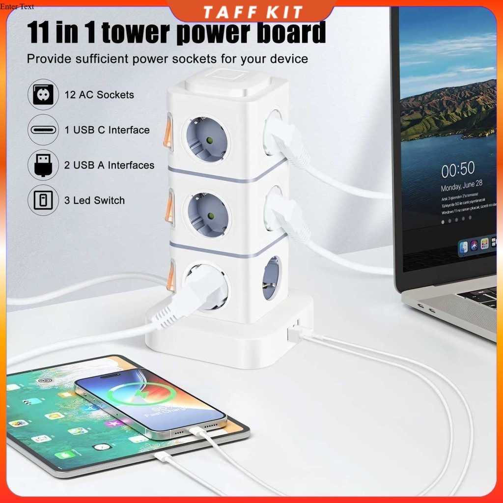 Stop Kontak Power Socket Strip Tower Colokan Listrik 2500W - NN812