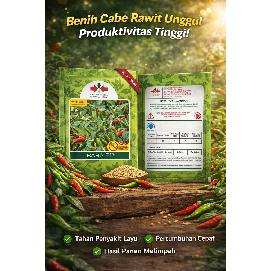 Cap Panah Merah - Benih Cabe Rawit BARA F1 Isi 2250 Biji