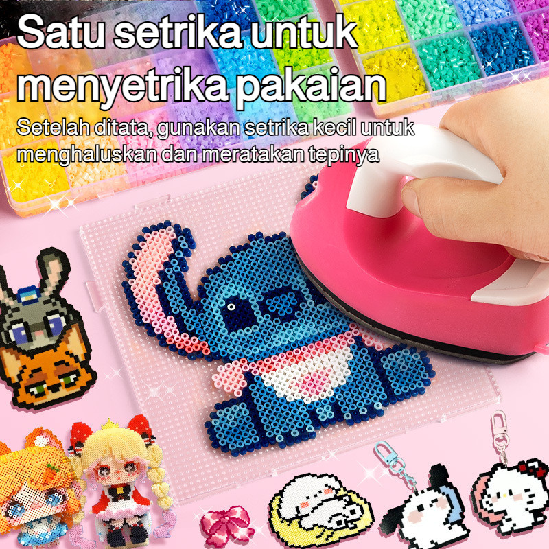 [Termasuk Setrika] Set Lengkap Alat DIY Manik-manik Perler/Set Bahan Manik-manik Perler/Set Alat DIY