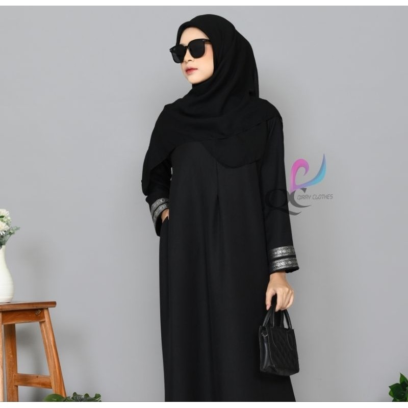 ABAYA MADINNA BORDIR INDIA hitam variasi arabian dress