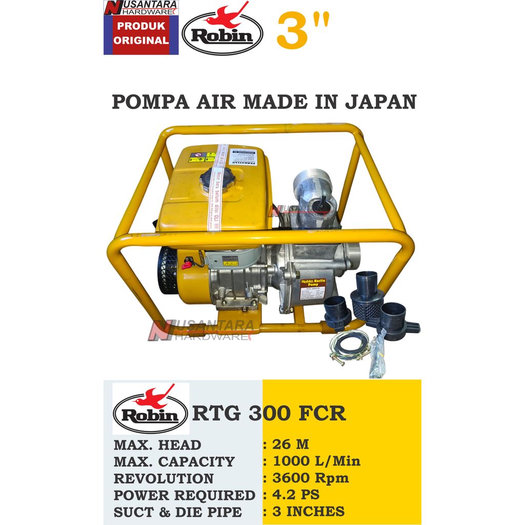 mesin pompa irigasi robin rtg 300 fcr made in japan, mesin sedot air robin, pompa kolam, pompa tamba