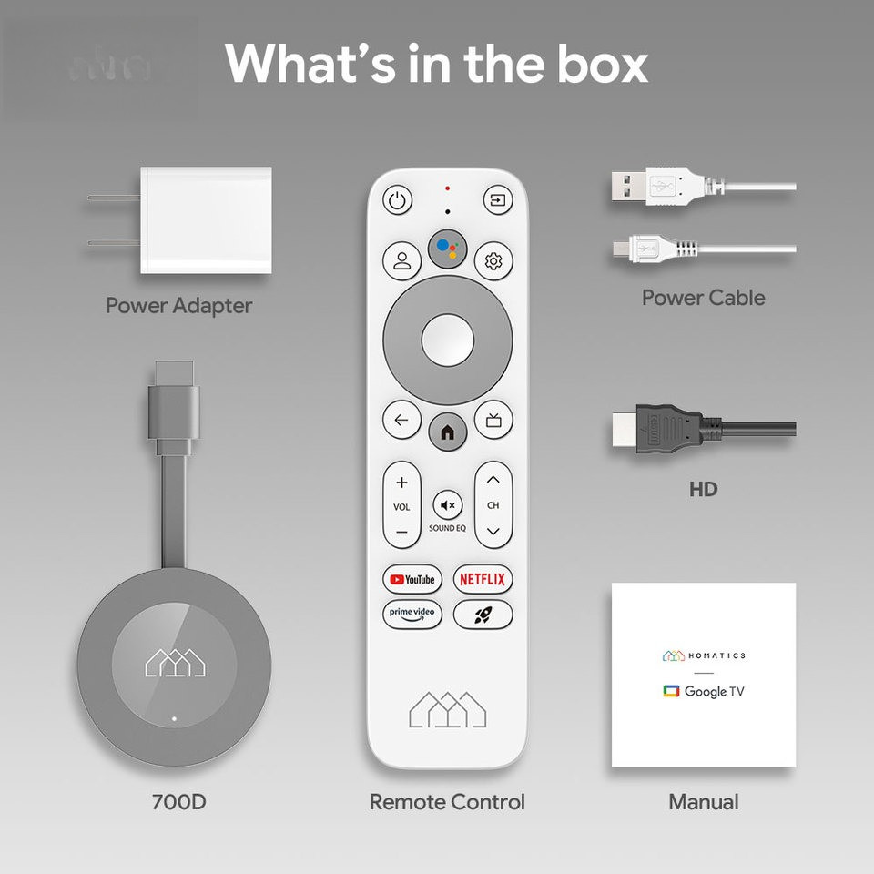 HOMATICS Dongle G 4K TV Stick with Netflix 4K Google Certified 2G32G Amlogic S905Y4 Support Dolby At