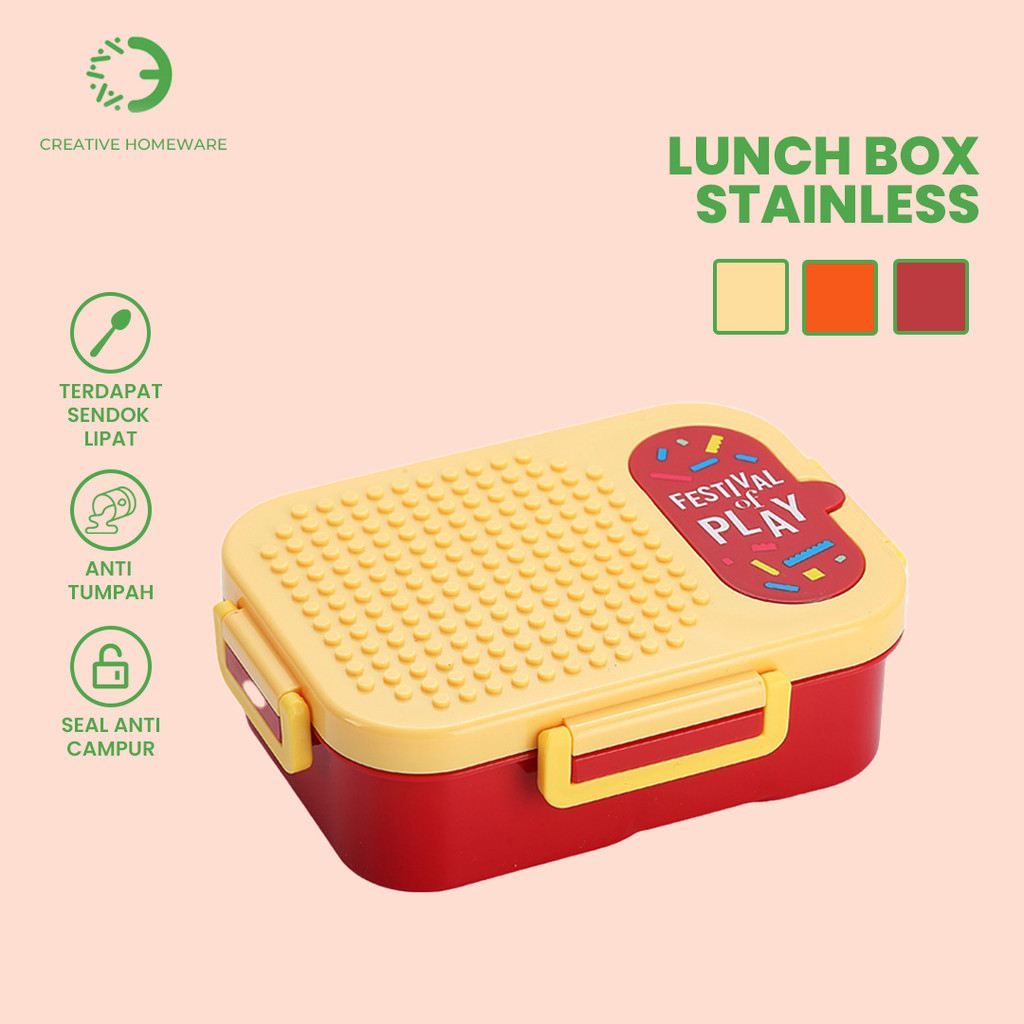 Kotak Makan 2 Sekat Lunch Box Kotak Bekal Sekolah  BPA Free Anti Tumpah Tempat Makan Anti Tumpah