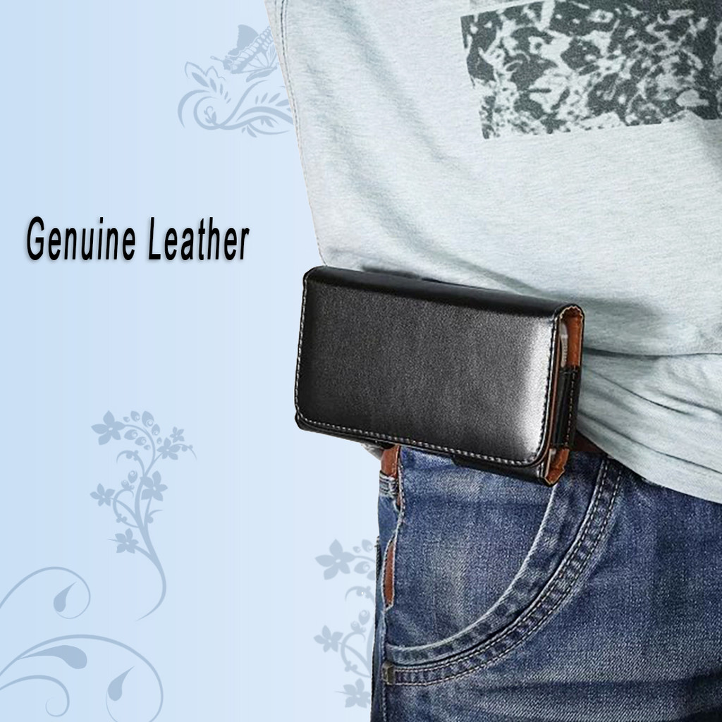 Genuine Leather Belt Clip Phone Case Men Waist Bag For Samsung Galaxy S25 S24 S23 Ultra S22 S21 FE N