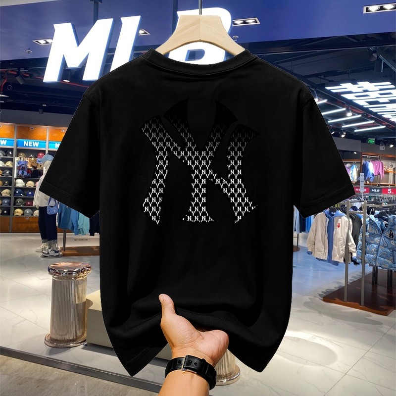 Kaos Pria MLB Original Motif NY Hitam MLB T-shirt Desain Stylish Trendy Kasual