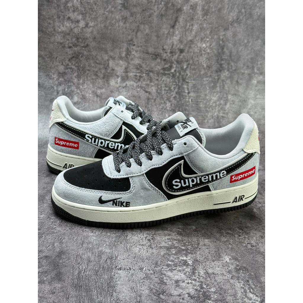 Nike AF1 Low 07 x Supreme Abu Putih Hitam Swoosh Kecil Original
