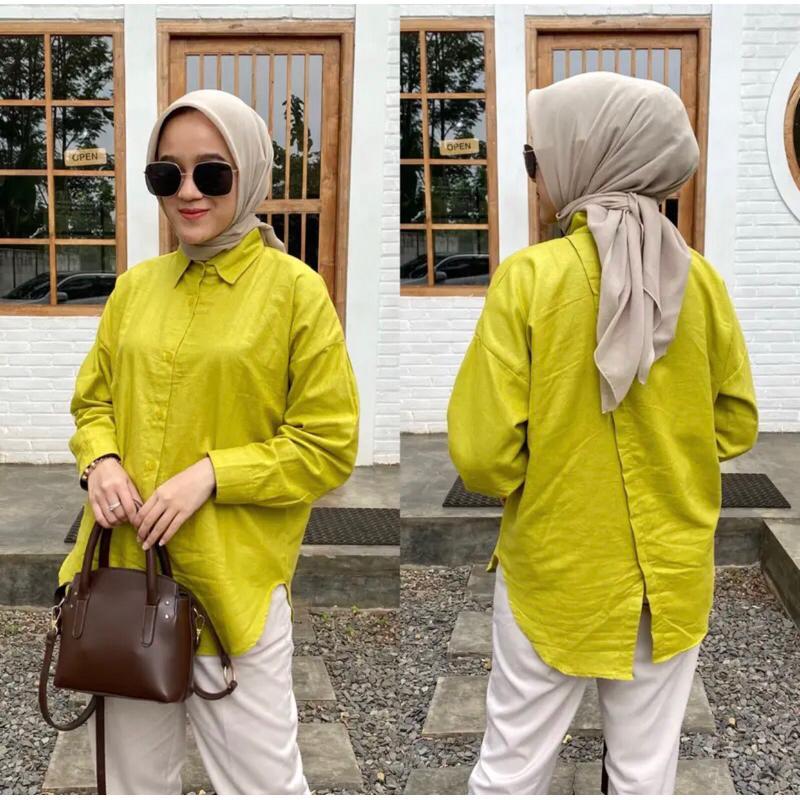 Kemeja Nelka Shirt Oversize - Kemeja Linen Oversize - Kemeja Nelka Linen Premium Tebal