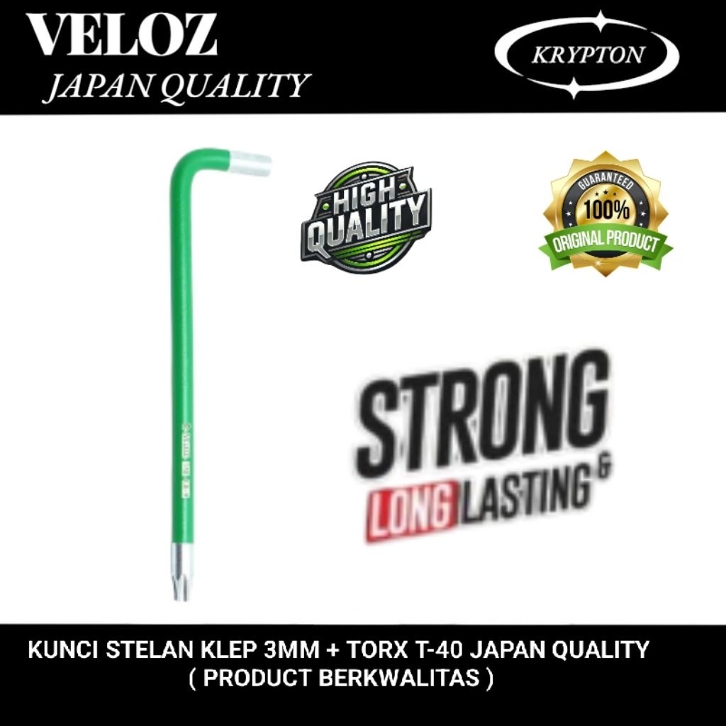 Veloz kunci stelan klep 3mm + bintang T-40 Japan qualitykayla tools
