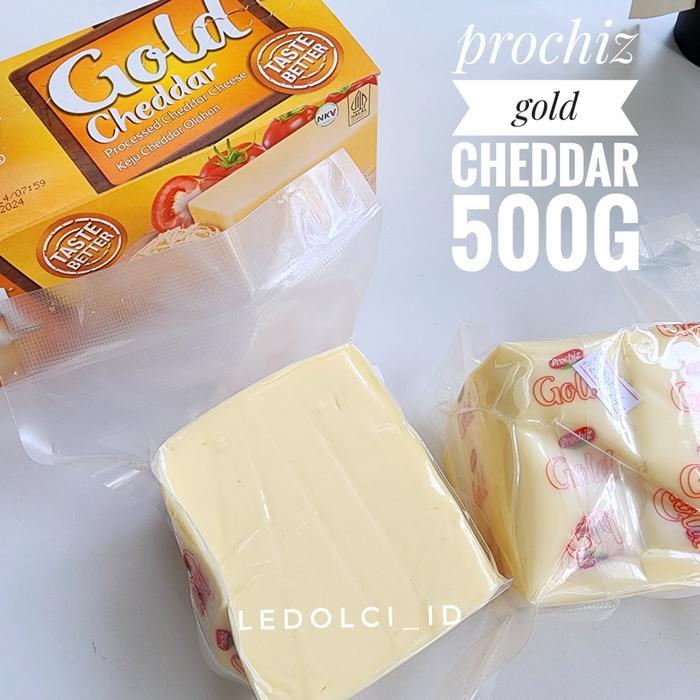 PROCHIZ GOLD CHEDDAR GOLD KEJU POTONGAN 500 GRAM VACUUM