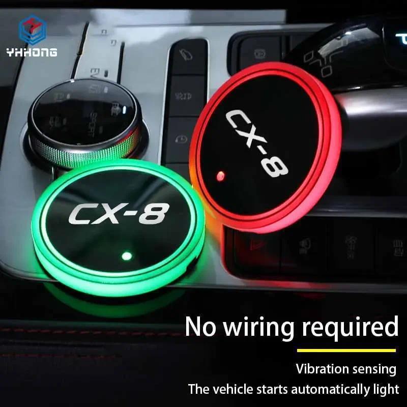 Penyangga Gelas Air Mobil Bercahaya 7 Warna-warni dengan Pengisian Daya USB, Lampu Atmosfer LED Mobi