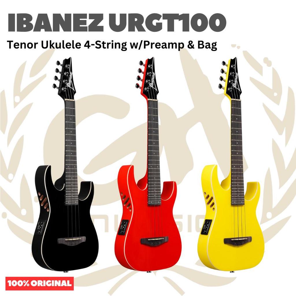 Ibanez URGT100 Tenor Ukulele 4-String w/Preamp & Bag - Ukulele Tenor 4-senar Original Asli