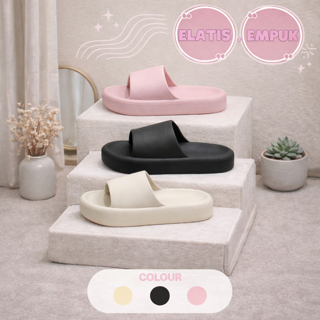 sandal selop wanita terbaru anti bau karet sol tebal empuk nyaman di pakai dirumah maupun di luar se