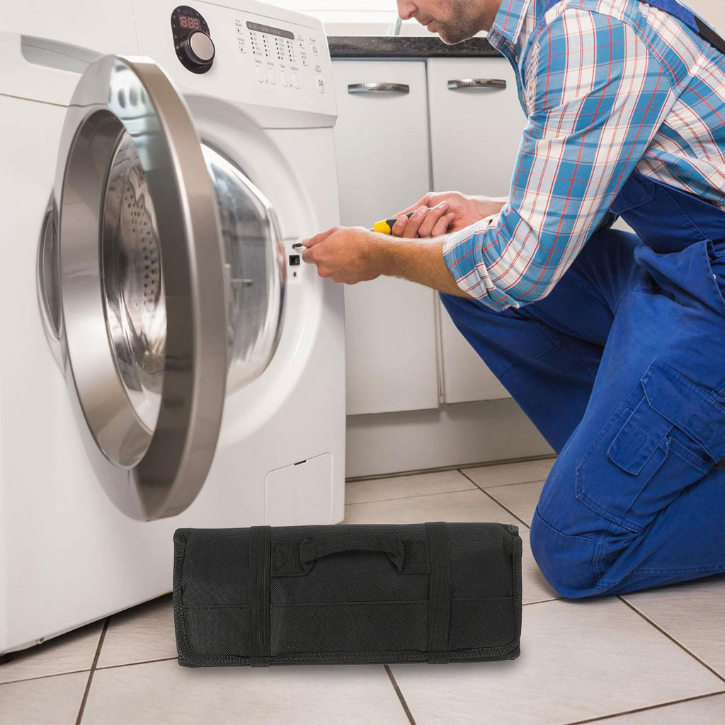 Roll Tool Bag Black Thickened Oxford Fabric Utility Organizer for Maintenance Repair Kit Portable Wr