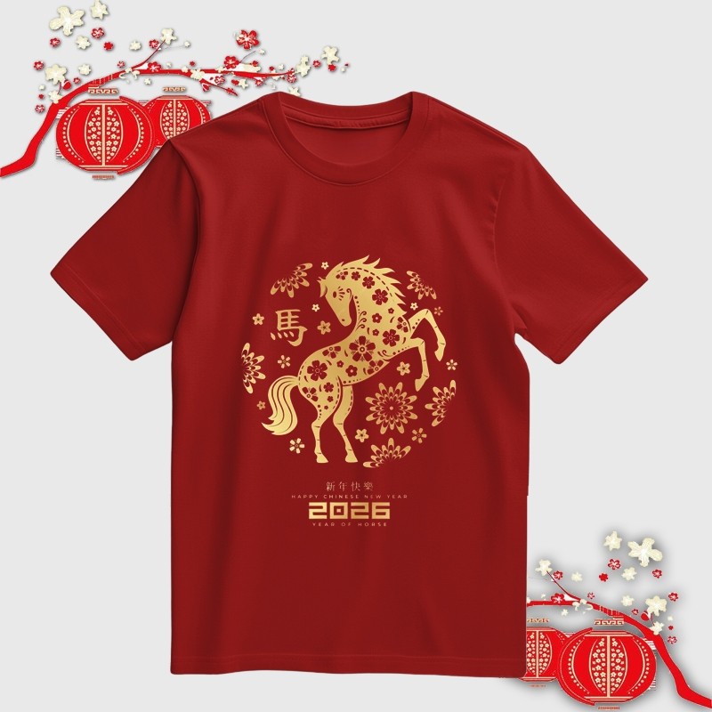 Baju Kaos Imlek Couple Keluarga 2026 Pria Wanita Dewasa Remaja Jumbo