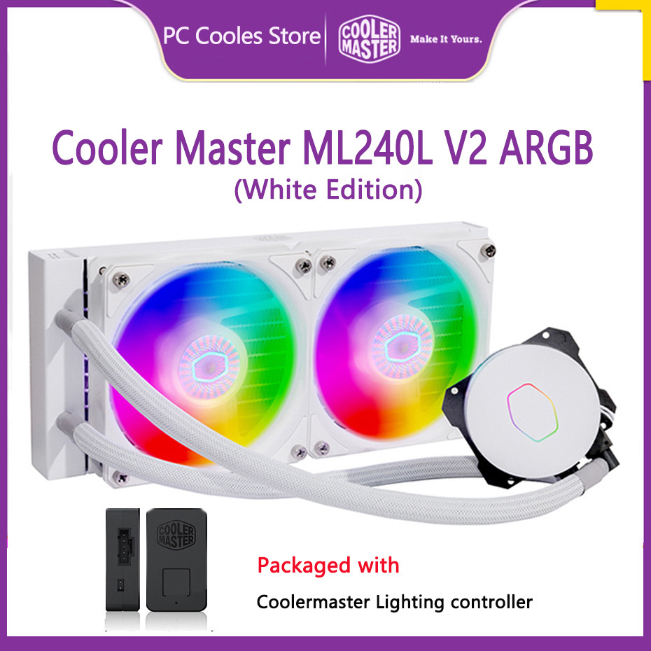 Cooler Master ML240L V2 ARGB White CPU Water Liquid Cooling With Controller 120mm 5V Addressable RGB