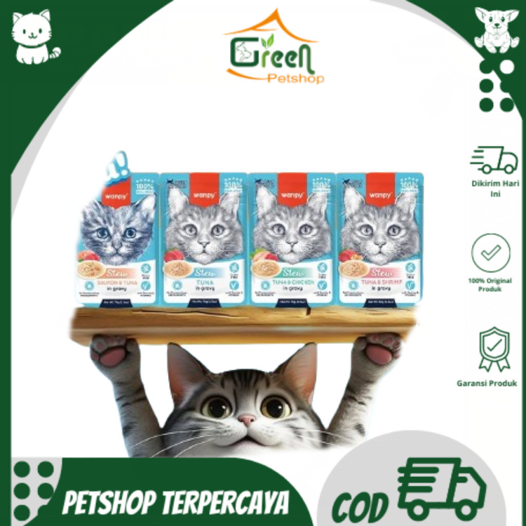 Makanan Kucing WANPY RETORT CAT Stew Retort Pouch 70GR