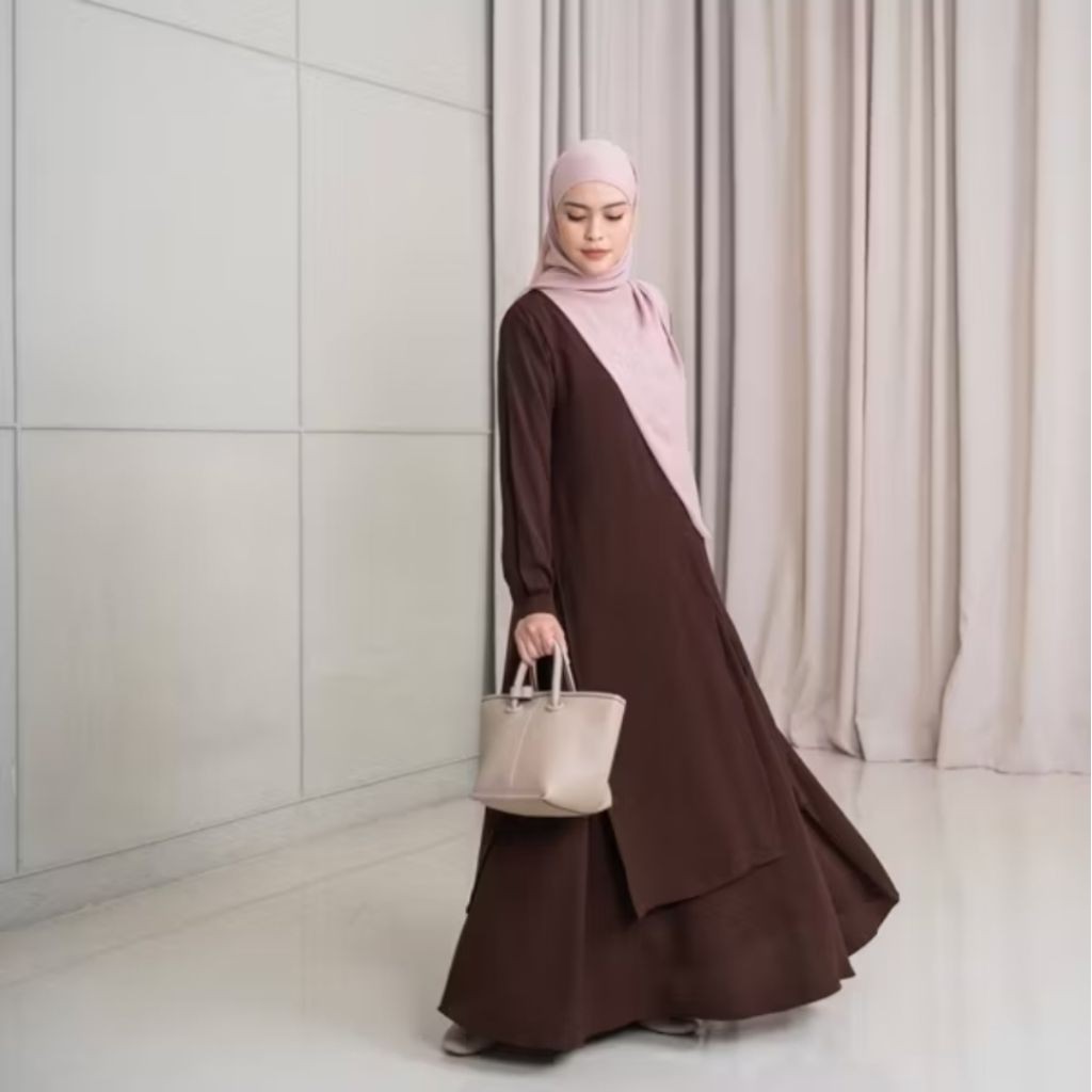 BJP - Baju One Set Tunik + Rok Jumbo | Setelan Long Tunik Syar'i | Setelan Long Tunik Rok Wanita Mus
