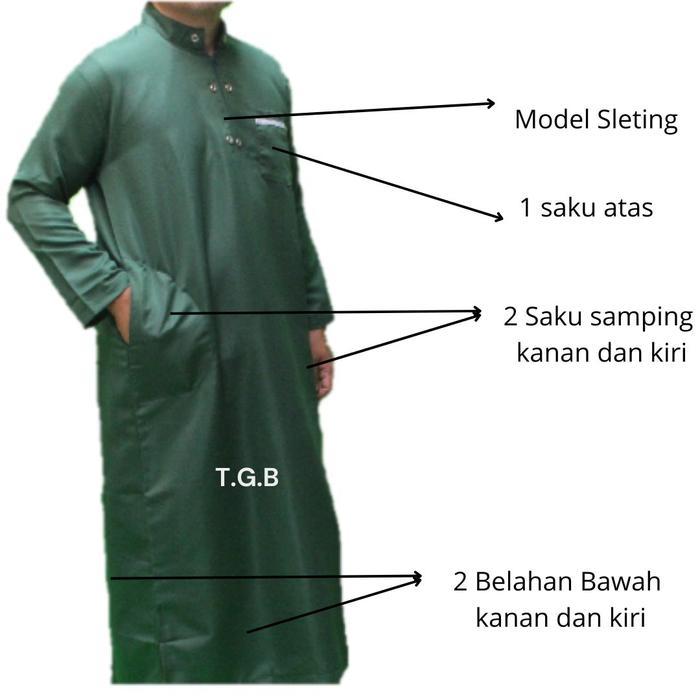 Toko Garment Bandung Jubah Gamis Pria Dewasa Bahan Adem Balloteli Grade A+ Model Resleting Kancing D