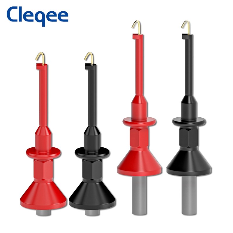 Cleqee P30056 SMD IC Test Hook Clips with 2mm/4mm Female Jack 2PCS for Multimeter Banana Plug Test P