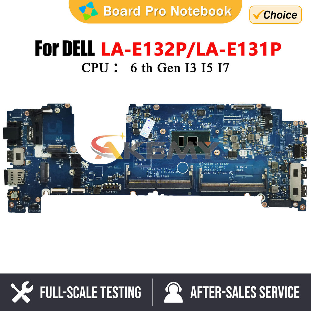 For Dell Latitude 7480 E7480 Laptop Motherboard with I5 I7 6t/7th Gen CPU LA-E131P LA-E132P Mainboar
