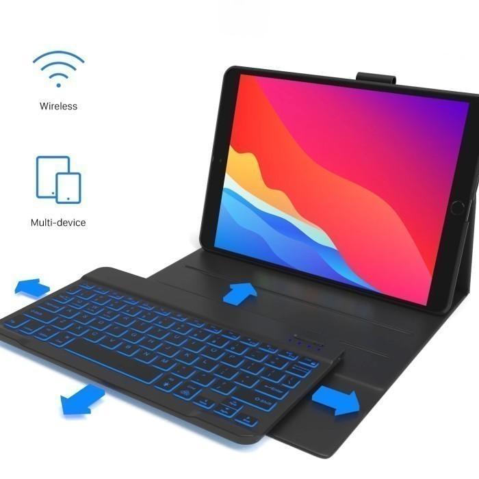 SAMSUNG TAB A7 10.4 T500 BOOK COVER KEYBOARD LAMPU BACKLIGHT WIRELESS