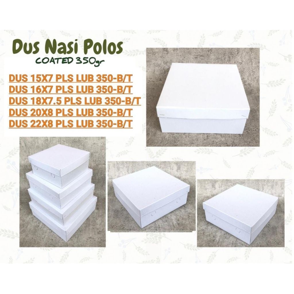 50pcs Dus Nasi Box Kue Roti Bolu BERBAGAI UKURAN 16x16x7 18x18x7,5 20x20x8 22x22x8 cm Duplex Coated 