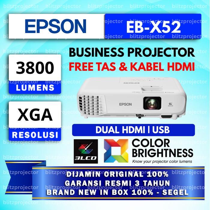 [PROMO]Epson Proyektor EB-X52 EBX52 EB - X52 EB-X51 EBX51 EB - X51 XGA 3800 Lumens Garansi  3 Tahun 