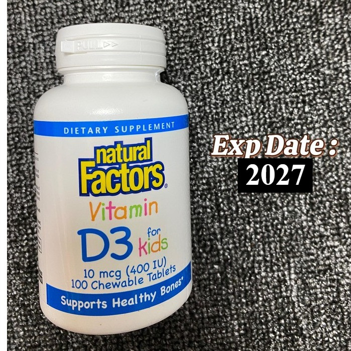 Natural Factors vitamin D3 for kids tablets tablet vit d anak 400 iu 100% ORIGINAL USA bisa dikunyah