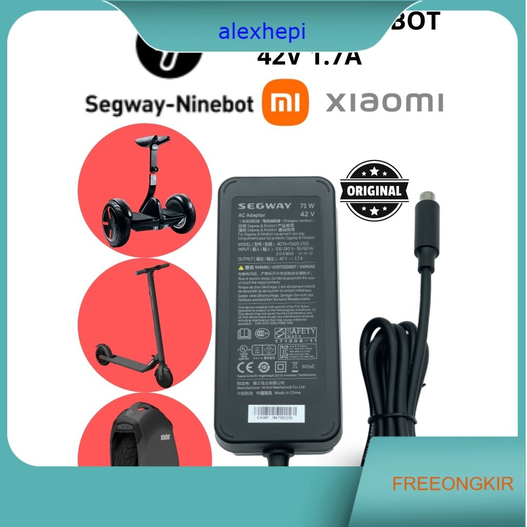 SEGWAY NINEBOT CHARGER 42V 1.7A ORIGINAL  MIJIA XIAOMI GRAB WHEELS SCOOTER  SKUTER LISTRIK LIPAT  PA