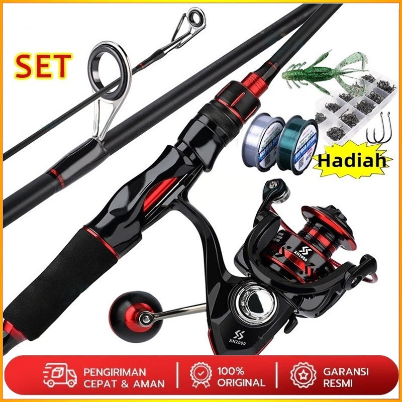 Sougayilang joran pancing 1.8m/2.1m 2 bagian pancing reel 2000 3000 4000 5000 6000 7000 joran spinin