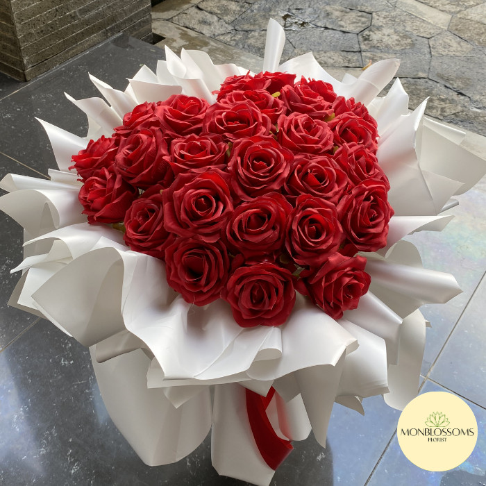 Monblossoms | 25 Roses Artificial Flowers | Buket Bunga | Bouquet Bunga | Buket Bunga Artificial | B
