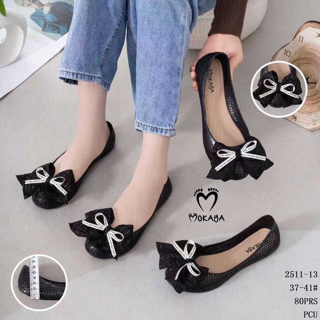 MOKAYA Sepatu Jelly Karet Wanita Jaring Pita Ikat Tumpuk - Super Nyaman Pretty  / Size 37-41 (2511-1