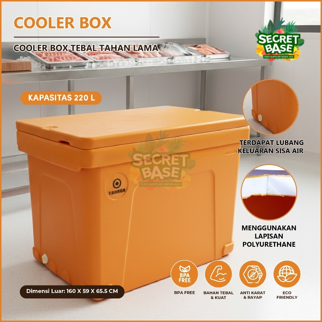 COOLER BOX 220L - Container Box / Termos Es Kotak / Ice Box / Tempat Es Batu / Daging / Ikan