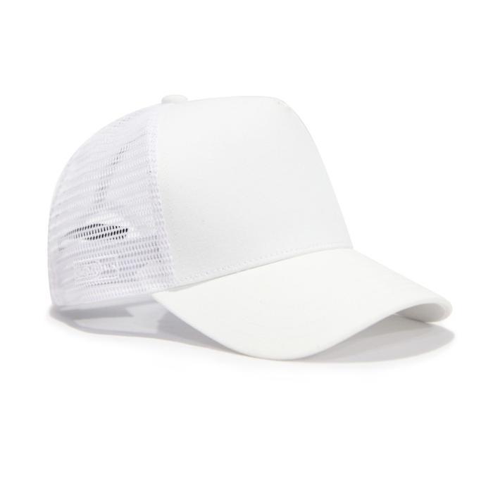 Snapback Topi Trucker Baseball Putih Polos Jaring Premium - polos