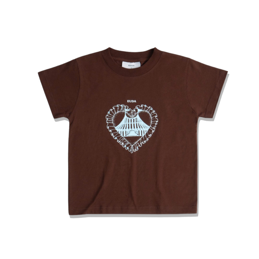 Eudaimonia Circus Dark Kaos Wanita Baby Tee Coklat Tua dengan Desain Sirkus - Katun Combed 20s Brown