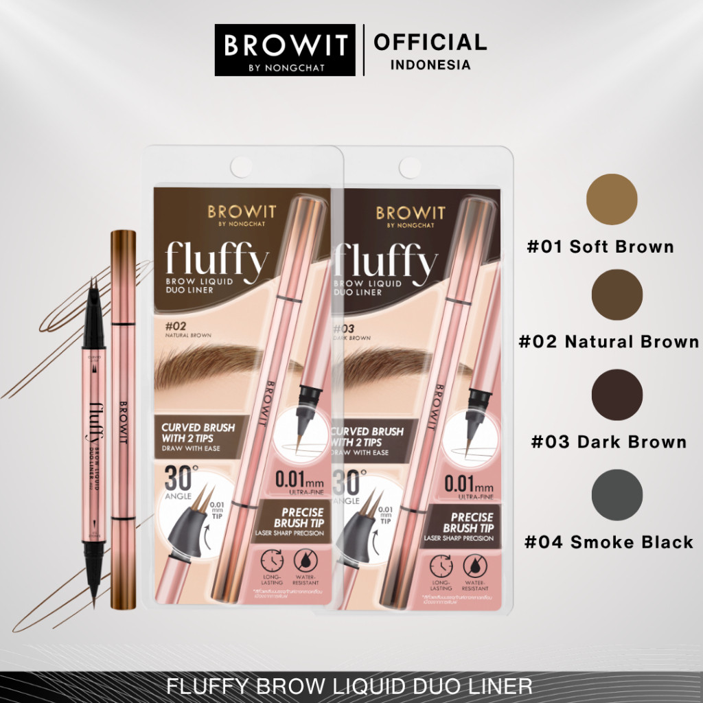 (Mentariiq) BROWIT BY NONGCHAT Fluffy Brow Liquid Duo Liner / Eyeliner Waterproof / Eyebrow 2 in 1 /