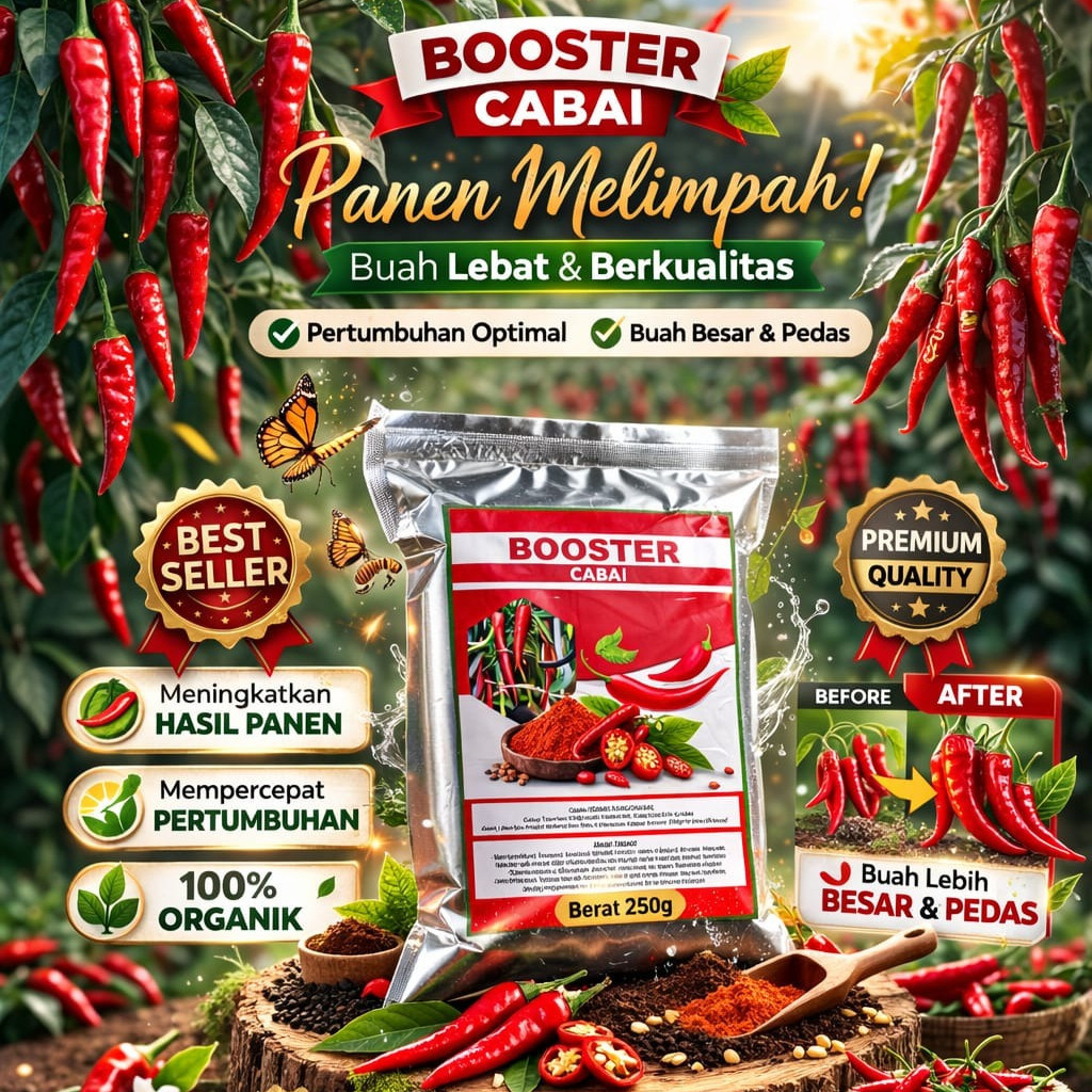 Pupuk Organik Cabe Booster Pelebat Cabai Serbuk Terbaik Agar Cepat Berbuah lebat dan besar perangsan