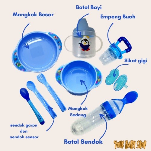 LM YO - Baby Feeding Set Paket Perlengkapan Alat Makan Mpasi Newborn Bayi Baru Lahir terbaru